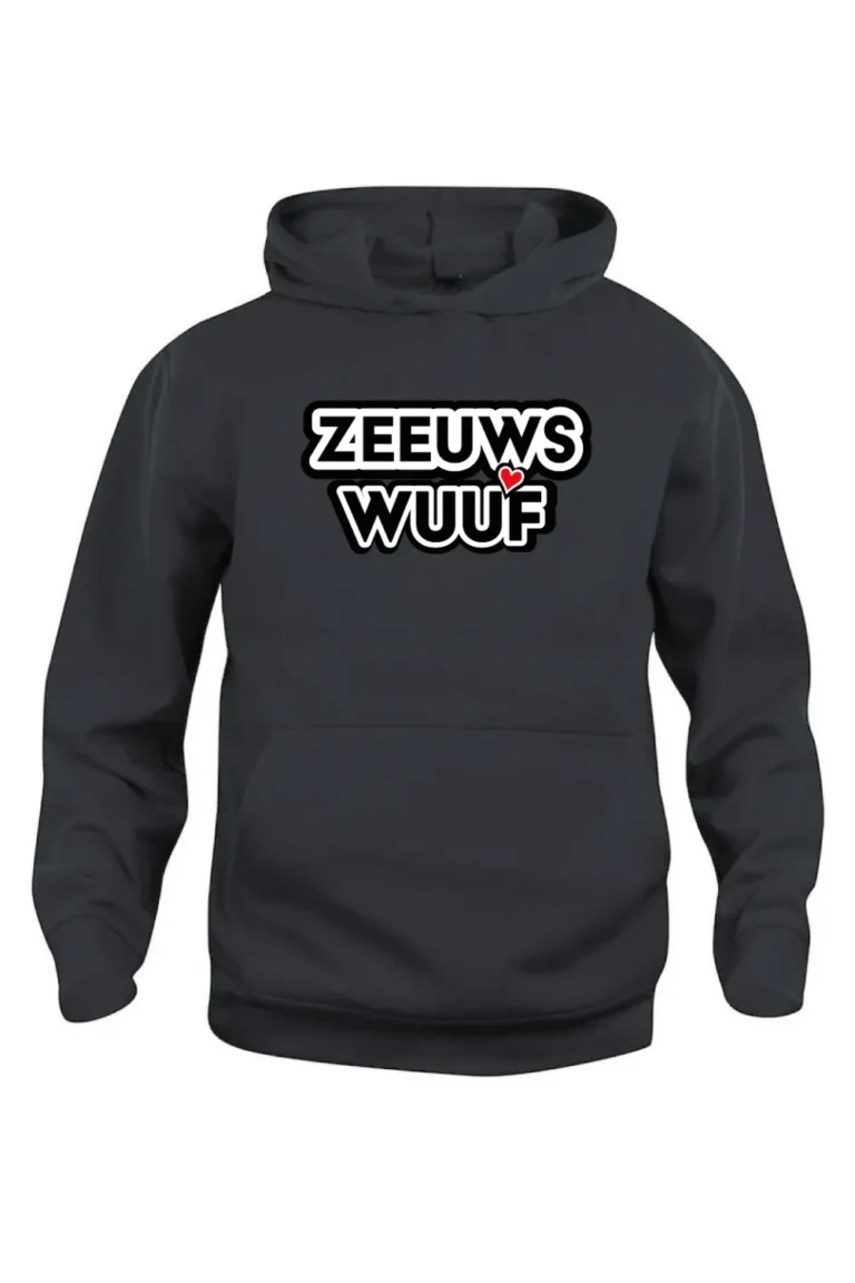 Hoodie-Zeeuws Wuuf hartje-Zwart