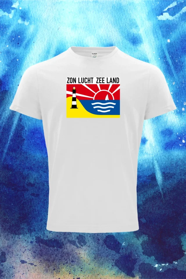 T Shirt-Zon Lucht Zee Land-Wit-02