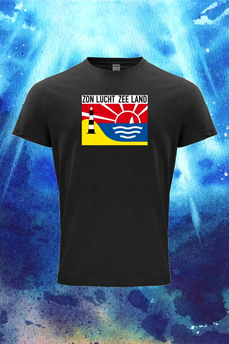 T Shirt-Zon Lucht Zee Land-Zwart-2