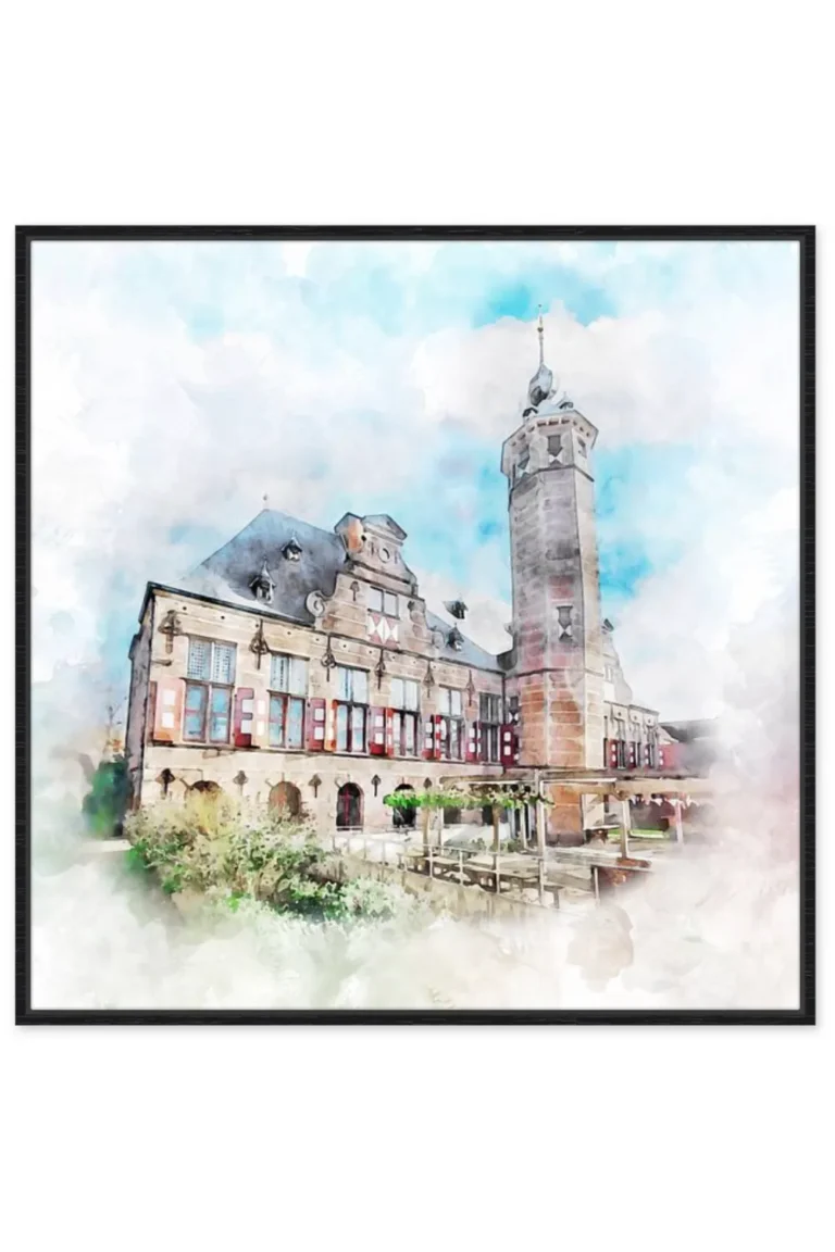 Aquarel by Danny de Klerk-Kloveniersdoelen Middelburg-Zwarte baklijst