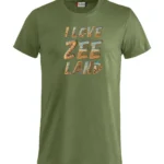 Shirt-I love Zeeland-Leger Groen