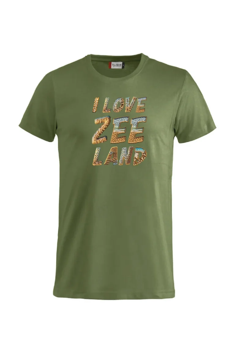 Shirt-I love Zeeland-Leger Groen