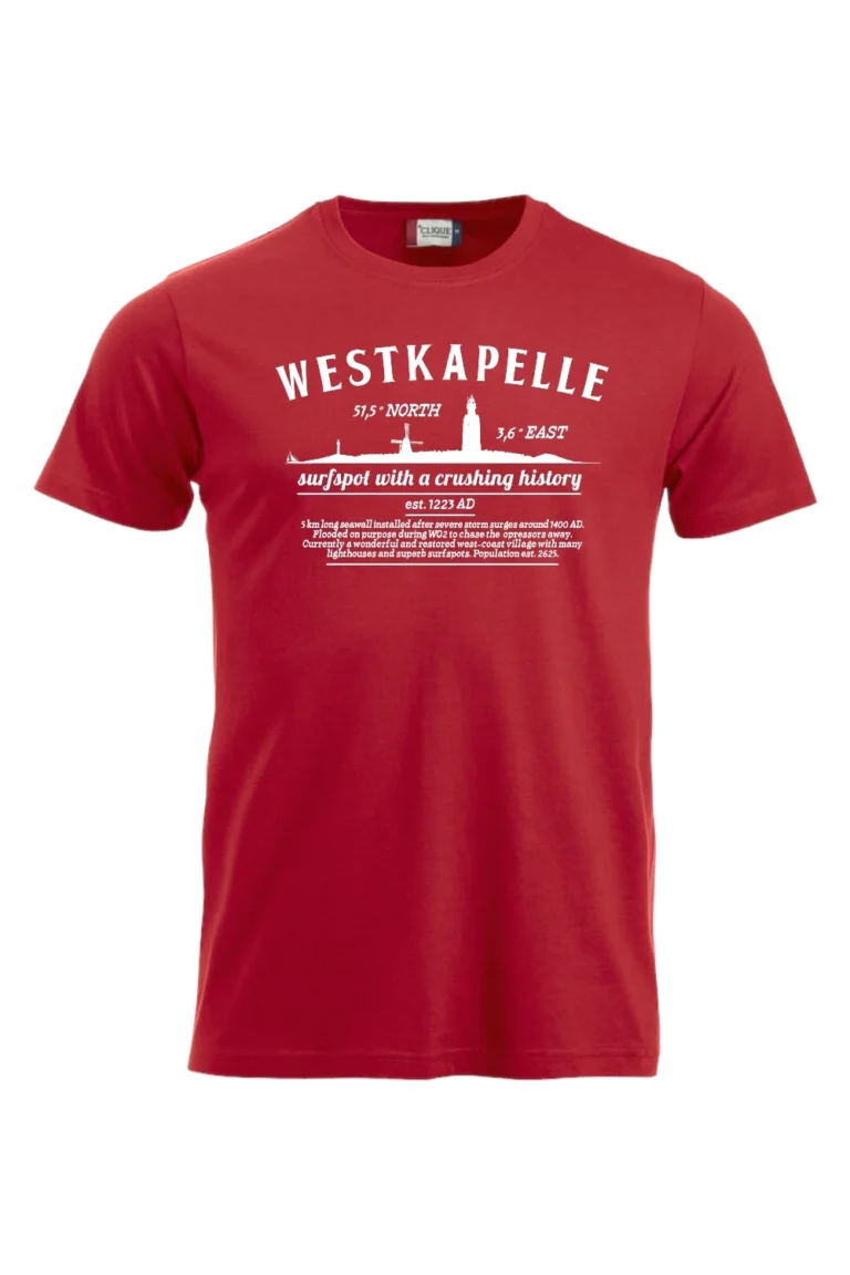 T-Shirt-Skyline-Westkapelle-Rood