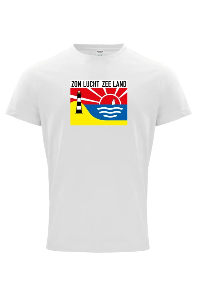 T Shirt-Zon Lucht Zee Land-Wit