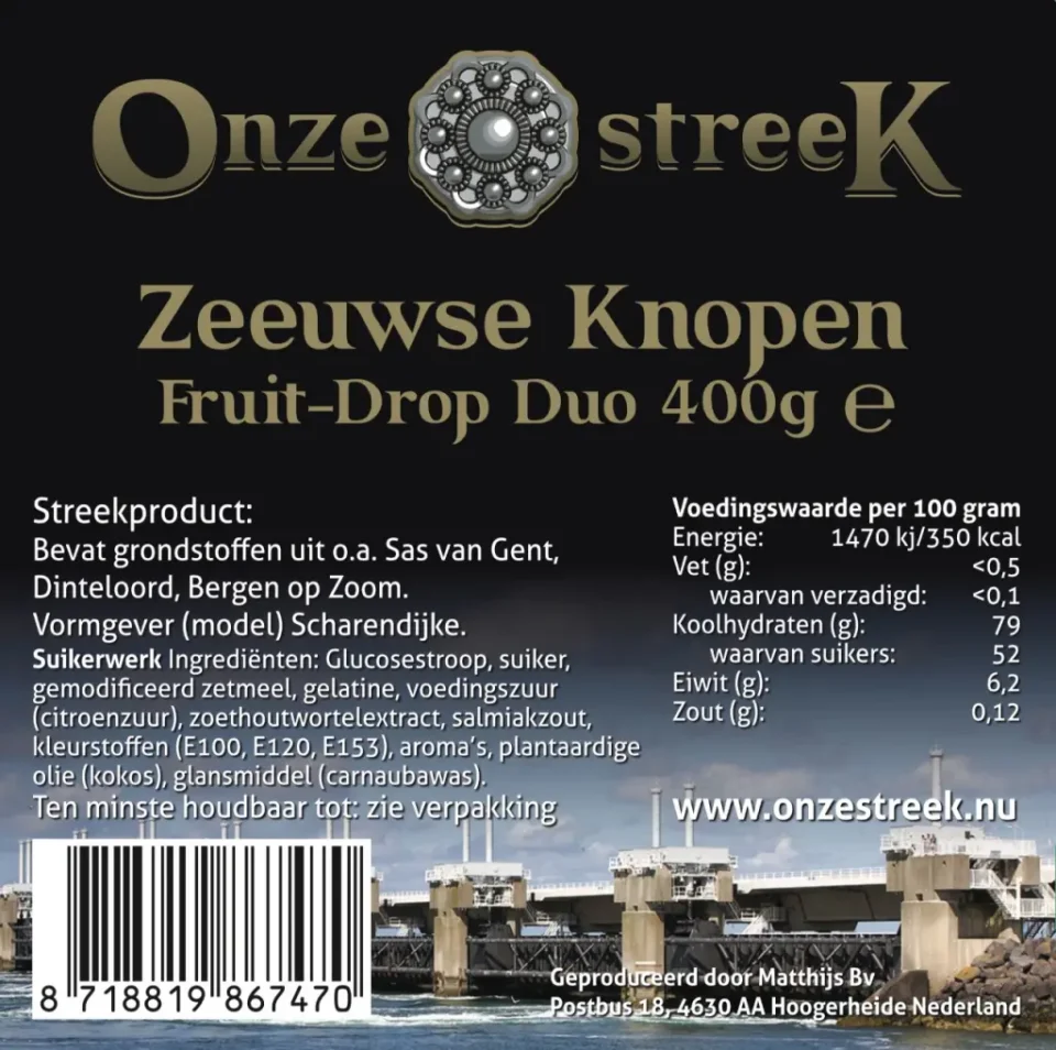 ingrediënten Zeeuwse knopen Fruitdrop Duo